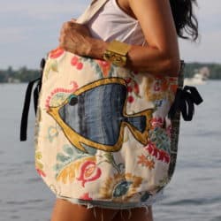 Strandtasche und Shoppertasche Unikate, handgemacht blauer Fisch