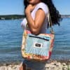 Kosmetiktaschen, Etui oder Strandtaschen Unikate, handgemacht rot, blau