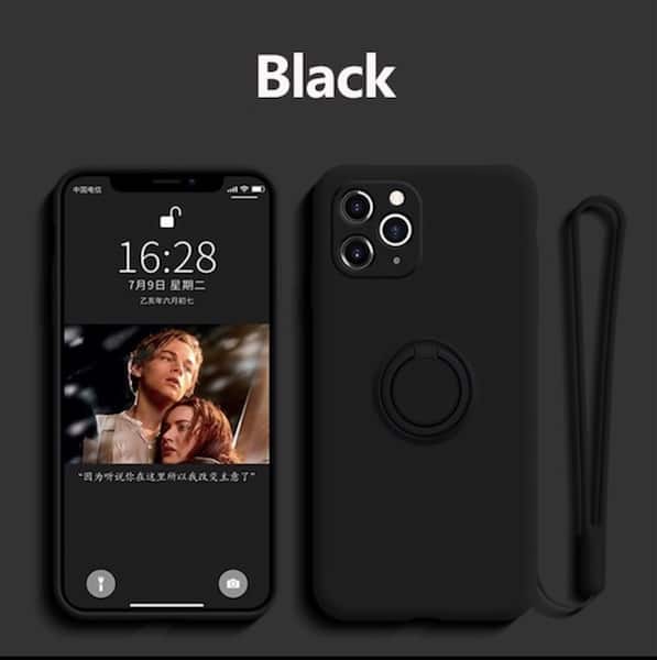 iPhone Handyhülle schwarz mit Ringhalter