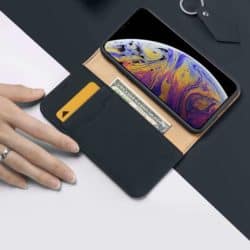 iphone 12 pro flip hülle mit kartenfach schwarz