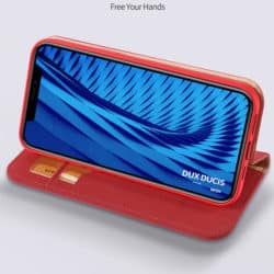 iphone 12 echt leder flip hülle video rot