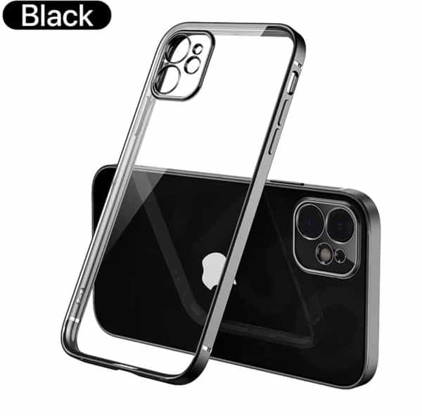 iPhone 13 Hülle mit transparente Rückseite und schwarzem Rahmen