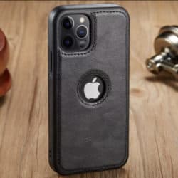 iPhone 13 luxuriöse PU Lederhülle - schwarz