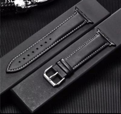 Apple Watch Armband aus echtem Kalbsleder schwarz