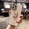 iPhone 13 Pro Max - Luxury Silikon Hülle mit Ring & Kameraschutz- pink