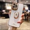iPhone 13 Pro Max - Luxury Silikon Hülle mit Ring & Kameraschutz- weiss