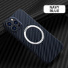 iPhone 14 Pro Max Magsafe Carbon Look Handyhülle - navy blau