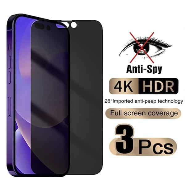iPhone 14 Pro Max Antispy & Displayschutzfolie aus gehärtetem Glas
