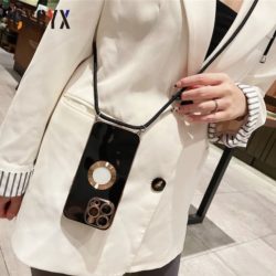 iPhone 14 Pro Max Crossbody Handykette in schwarz gold