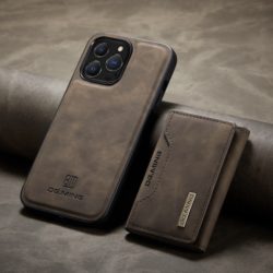 iPhone 14 Pro Max Handyhülle mit magnetischem, abnehmbaren Kreditkartenetui in braun top Qualität und Gratislieferung