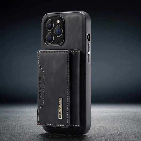 iPhone 14 Pro Max Handyhülle mit magnetischem, abnehmbaren Kreditkartenetui im schwarz