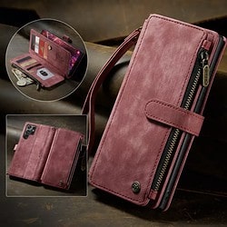 Samsung Handyhülle mit Brieftasche und Reissverschluss in rot