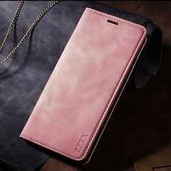Samsung S23 ultra Leder Flip Hülle mit Kreditkarten und Notenfach in rosa