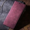 iPhone 14 Pro Max luxuriöse Leder Flip Hülle mit Karten und Notenfach in weinrot
